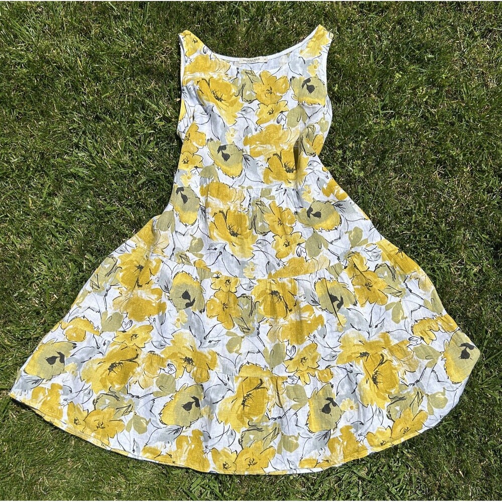 Valentina Naldi Women's Dress 100% LINEN Made in Italy Sz S Floral Shift NWOT